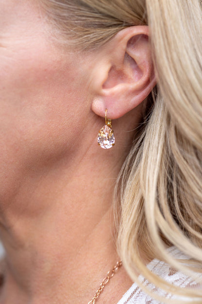 Adele Earrings Vintage Rose Pink Teardrop Crystal Earrings